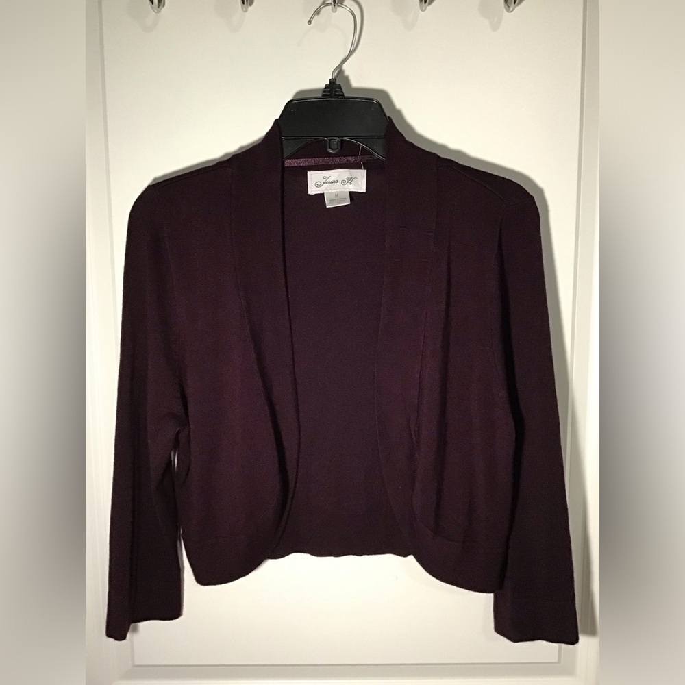 Jessica Howard Plum Open-Front Cardigan Size M